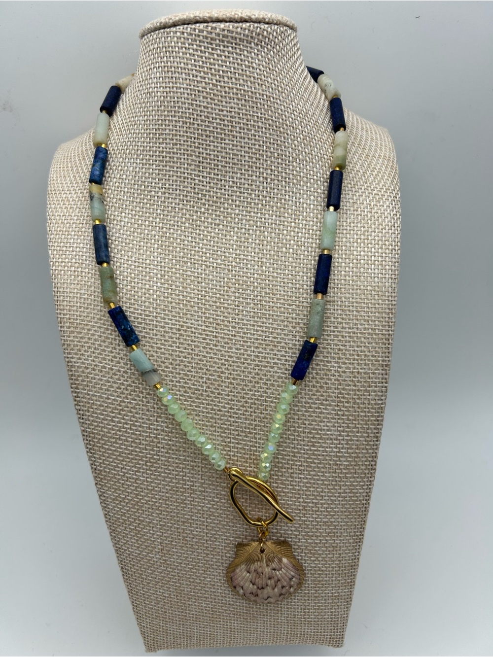 Handcrafted Lapis Lazuli and Green Tourmaline Gemstone Necklace
